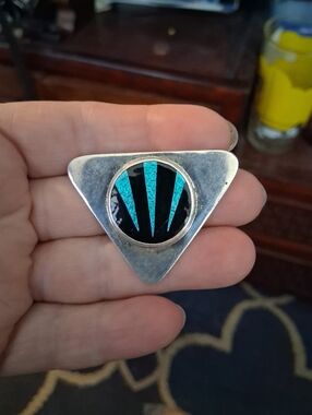 Vintage Navajo Sterling Silver Brooch Signed